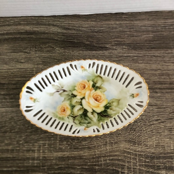 Vtg Eleanor Wiebe Porcelain Dish with 24 K Gold Trim - Picture 2 of 12